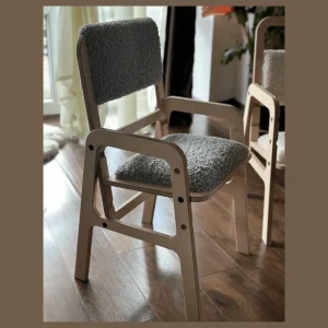 Justerbar Ergonomisk Stol i Trä för Barn - Grå Ull Sits